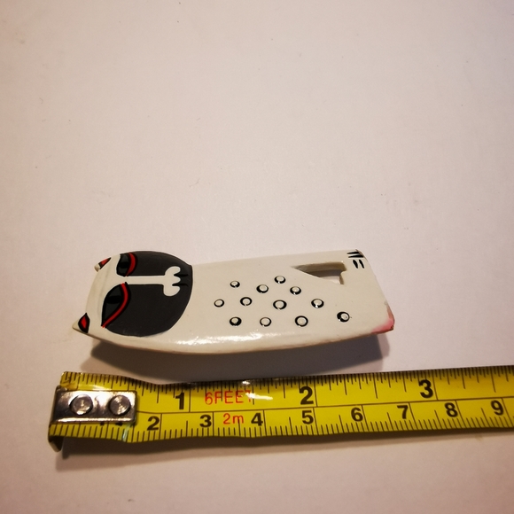 Laurel Burch Style Painted Wooden Cat Brooch - Picture 11 of 13